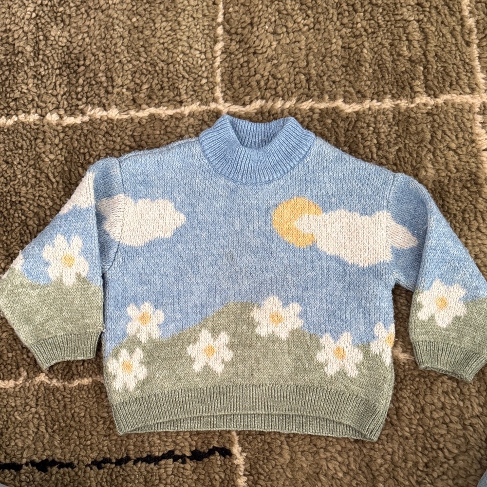 Zara Blue and Green Kids Sweater
